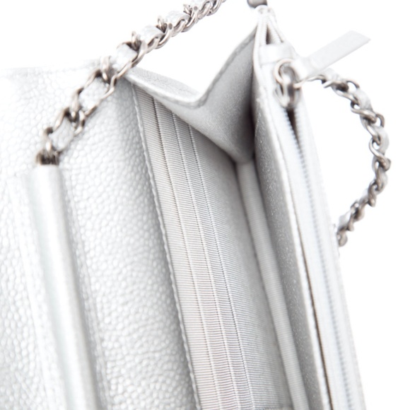 CHANEL Silver Caviar Ruthenium HW Wallet On Chain - Picture 12 of 16